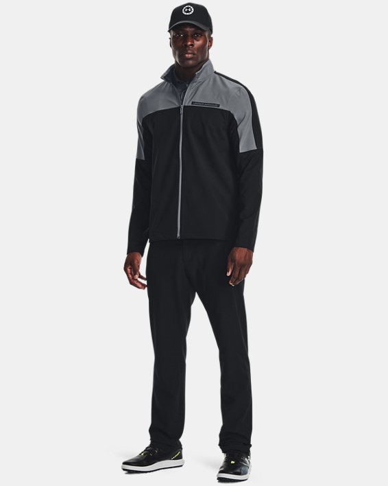 Herren UA Storm Windstrike Oberteil mit durchgehendem Zip, Black, pdpMainDesktop image number 2